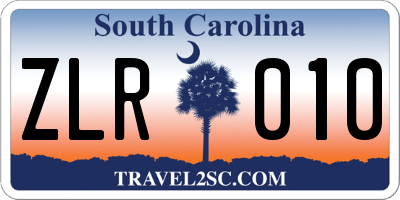SC license plate ZLR010
