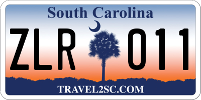 SC license plate ZLR011