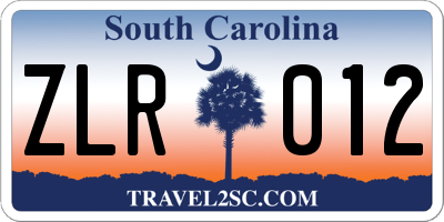 SC license plate ZLR012