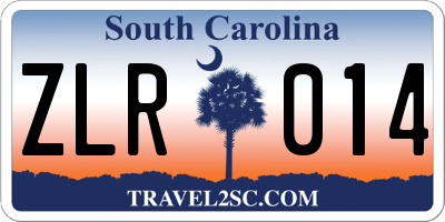 SC license plate ZLR014
