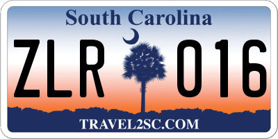 SC license plate ZLR016