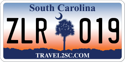 SC license plate ZLR019