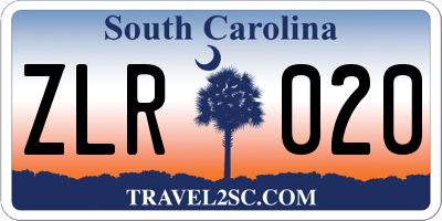 SC license plate ZLR020