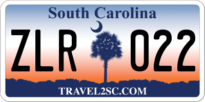SC license plate ZLR022