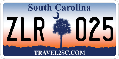 SC license plate ZLR025