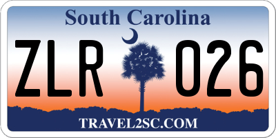 SC license plate ZLR026