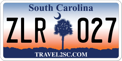 SC license plate ZLR027
