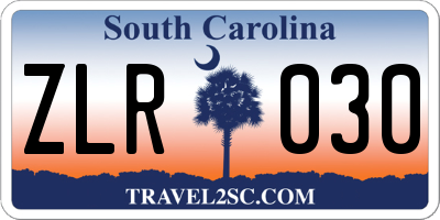 SC license plate ZLR030