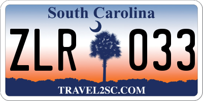 SC license plate ZLR033