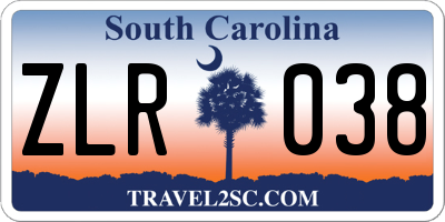 SC license plate ZLR038