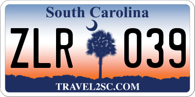 SC license plate ZLR039