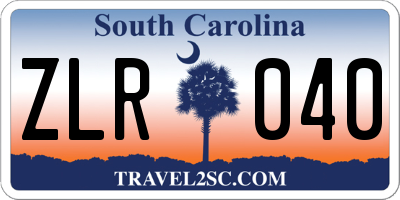 SC license plate ZLR040
