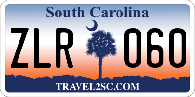 SC license plate ZLR060