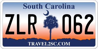 SC license plate ZLR062