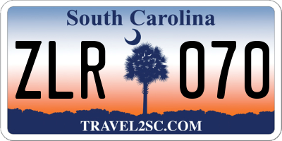 SC license plate ZLR070