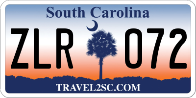 SC license plate ZLR072