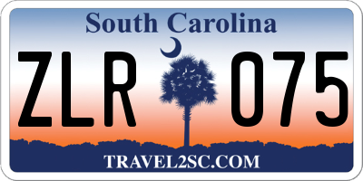 SC license plate ZLR075