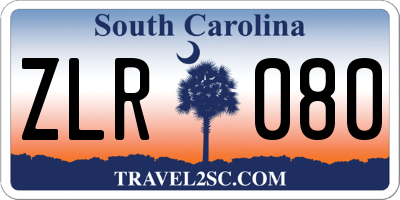 SC license plate ZLR080