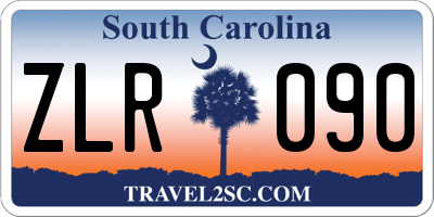 SC license plate ZLR090