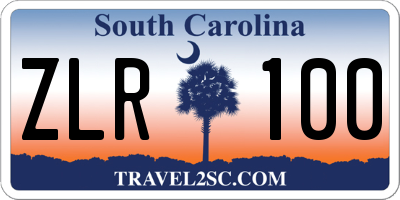 SC license plate ZLR100