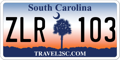 SC license plate ZLR103