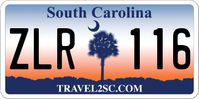 SC license plate ZLR116