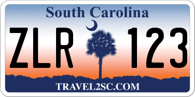 SC license plate ZLR123