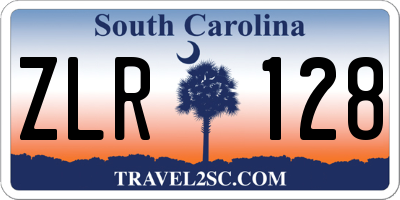 SC license plate ZLR128