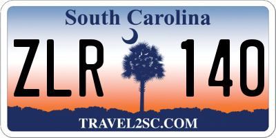 SC license plate ZLR140