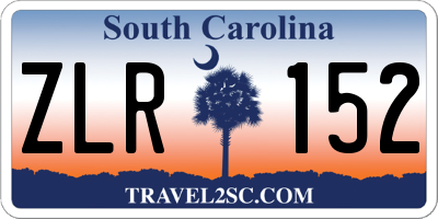 SC license plate ZLR152