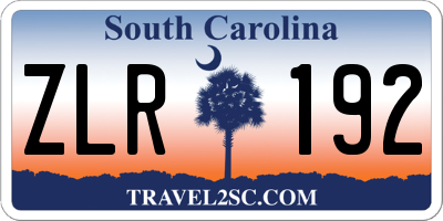 SC license plate ZLR192