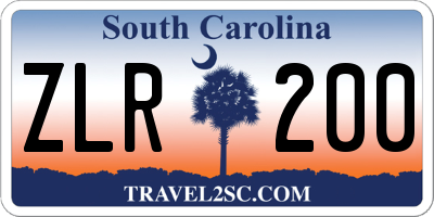 SC license plate ZLR200