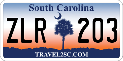 SC license plate ZLR203