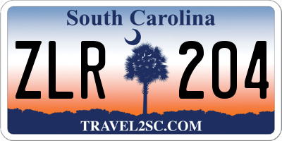SC license plate ZLR204