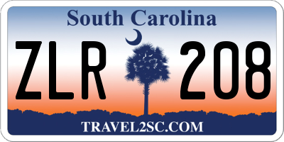 SC license plate ZLR208
