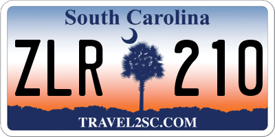 SC license plate ZLR210