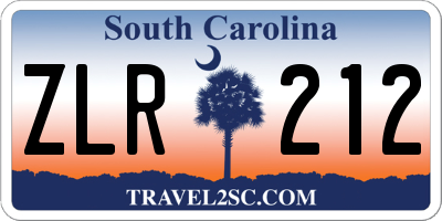 SC license plate ZLR212