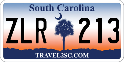SC license plate ZLR213