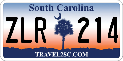 SC license plate ZLR214