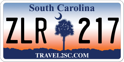 SC license plate ZLR217