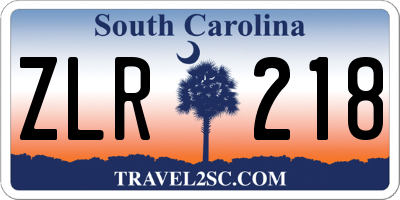 SC license plate ZLR218
