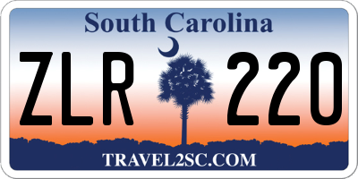 SC license plate ZLR220