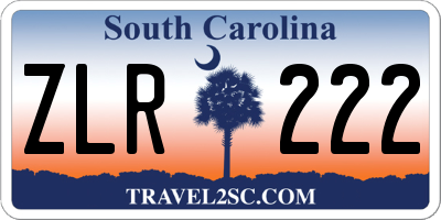 SC license plate ZLR222