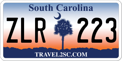 SC license plate ZLR223