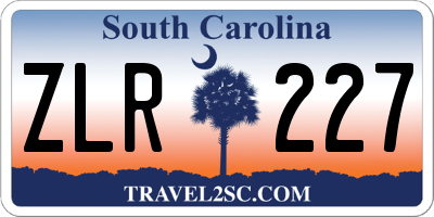 SC license plate ZLR227