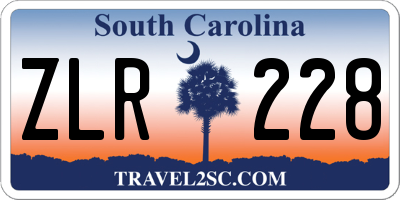 SC license plate ZLR228