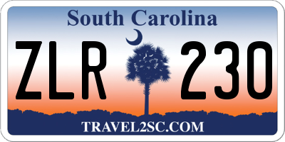 SC license plate ZLR230