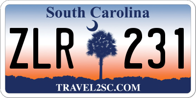 SC license plate ZLR231