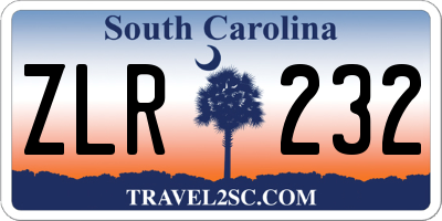SC license plate ZLR232