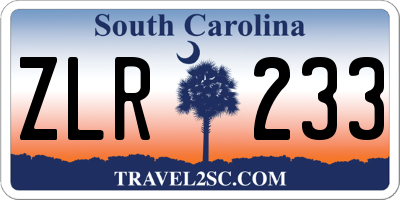 SC license plate ZLR233